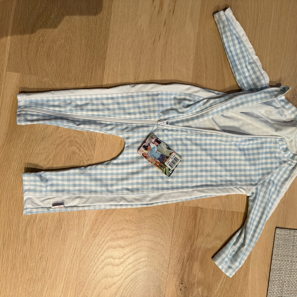Charming Blue Checkered Kids Rashguard - Picture 5 of 10